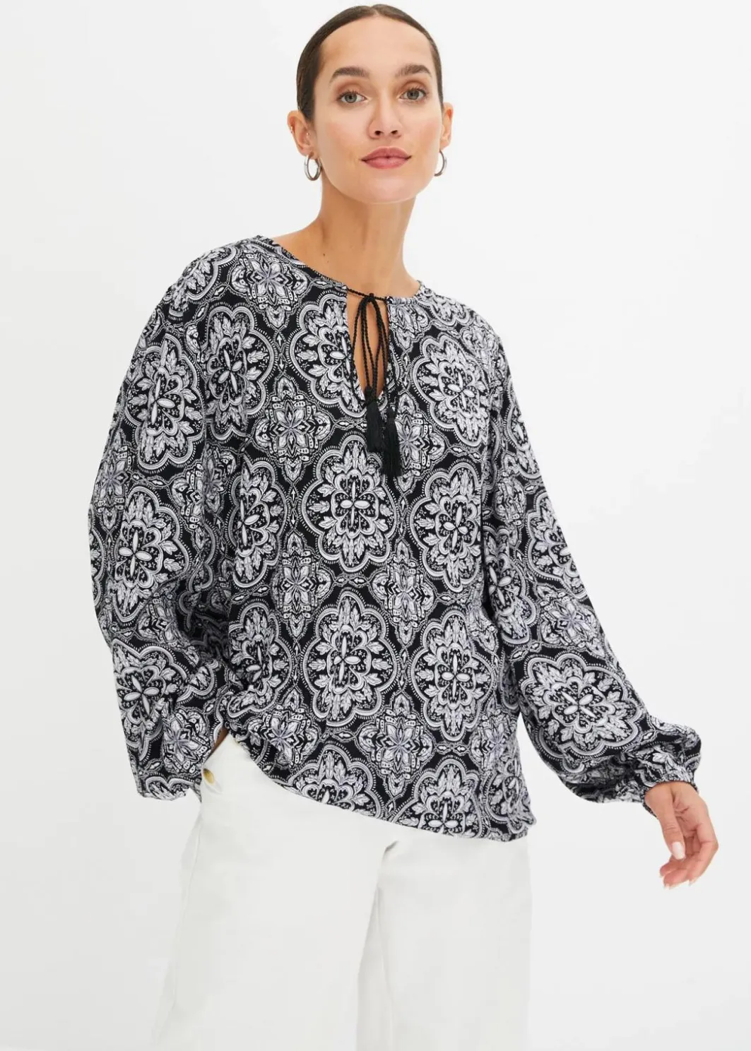 Online Blusenshirt aus strukturierter Viskose Damen Blusen & Tuniken|Nachhaltigere Materialien