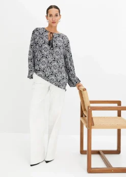 Online Blusenshirt aus strukturierter Viskose Damen Blusen & Tuniken|Nachhaltigere Materialien