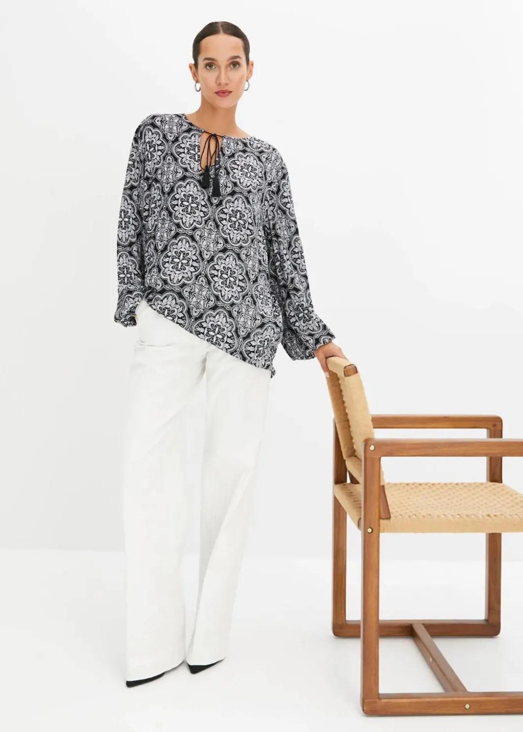 Online Blusenshirt aus strukturierter Viskose Damen Blusen & Tuniken|Nachhaltigere Materialien
