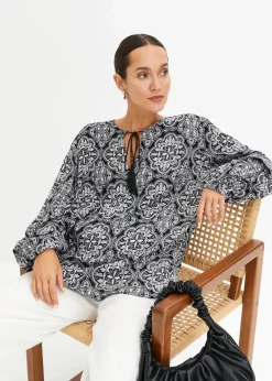 Online Blusenshirt aus strukturierter Viskose Damen Blusen & Tuniken|Nachhaltigere Materialien