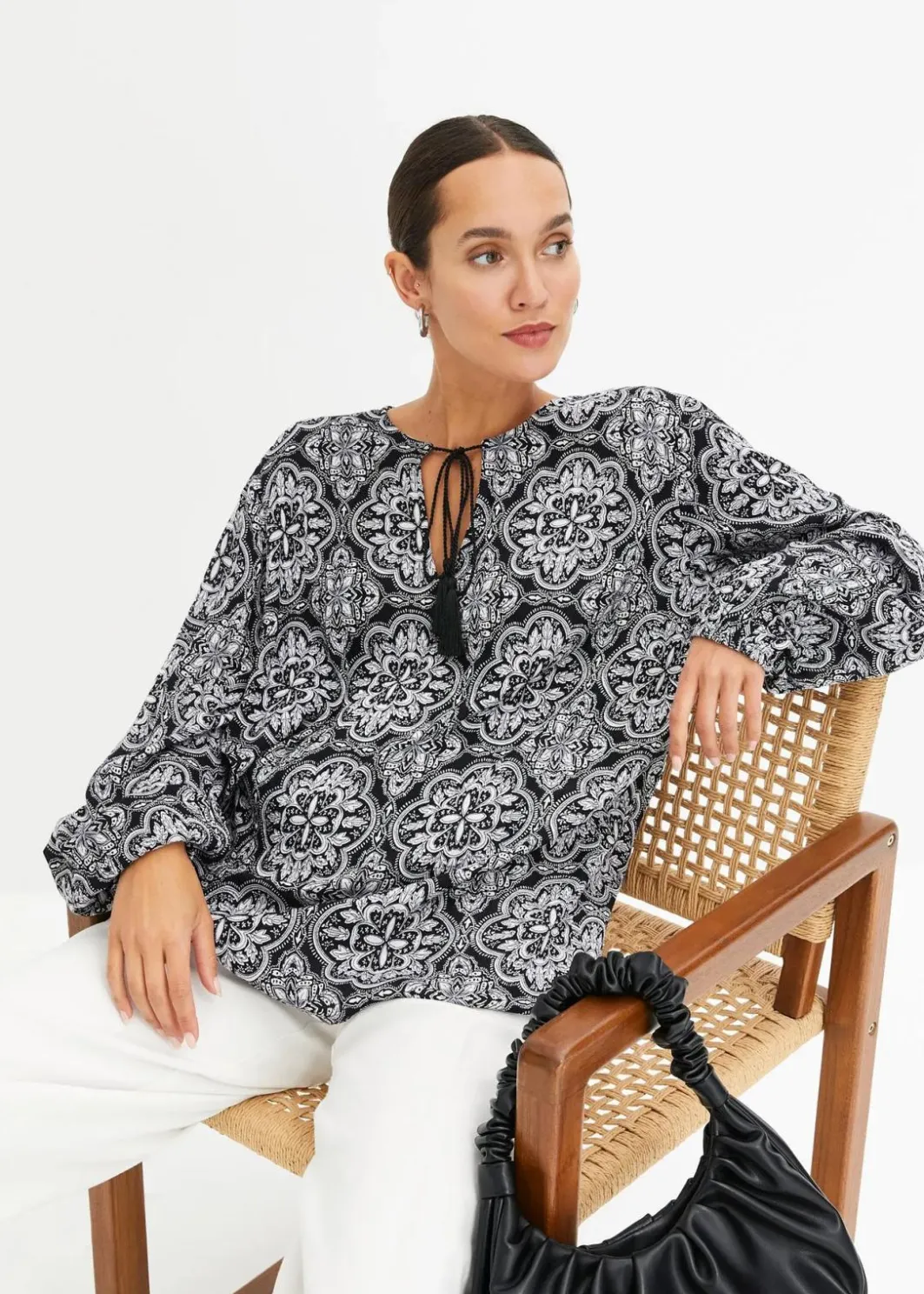 Online Blusenshirt aus strukturierter Viskose Damen Blusen & Tuniken|Nachhaltigere Materialien