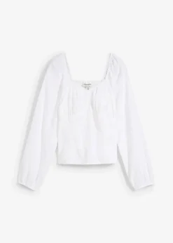 Sale Blusenshirt mit Lochstickerei aus reiner Baumwolle Damen Blusen & Tuniken