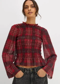 Damen bonprix Blusen & Tuniken|Blusenshirt mit Smokeinsatz