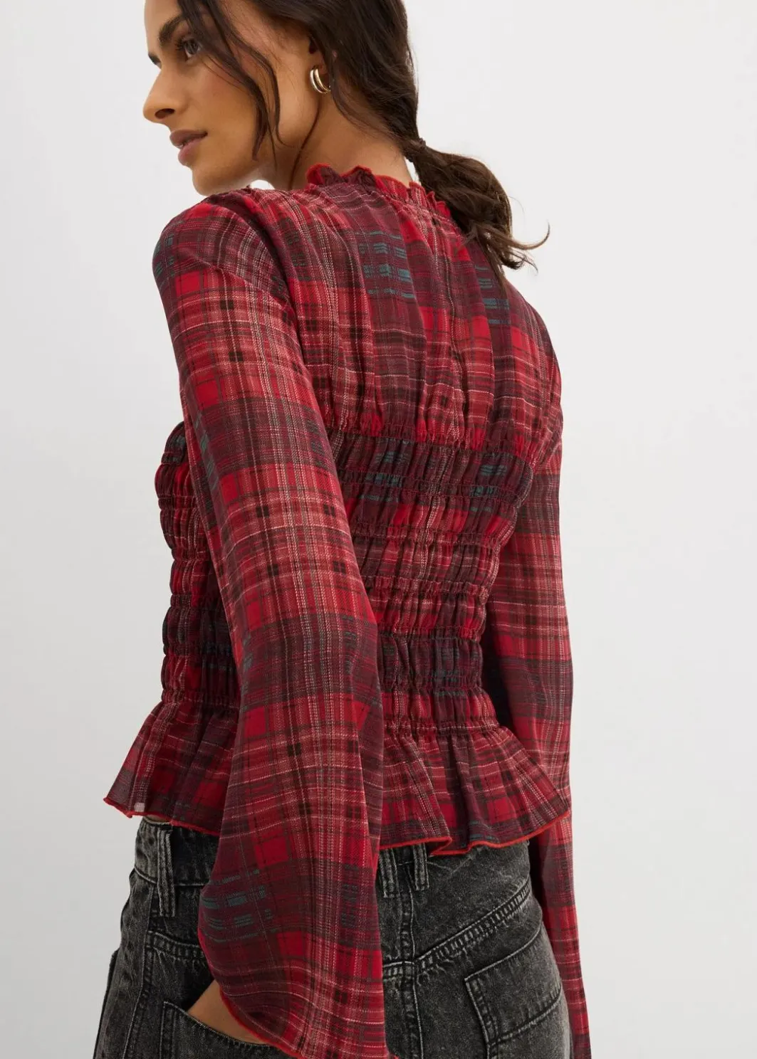 Damen bonprix Blusen & Tuniken|Blusenshirt mit Smokeinsatz