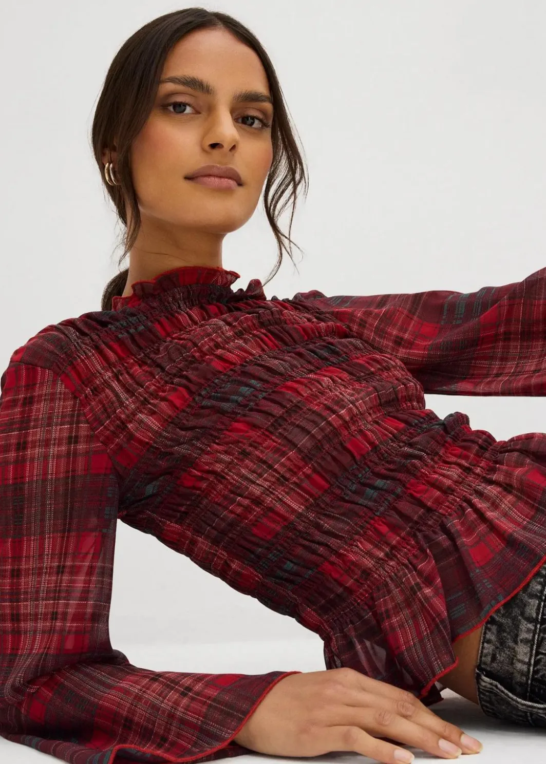 Damen bonprix Blusen & Tuniken|Blusenshirt mit Smokeinsatz