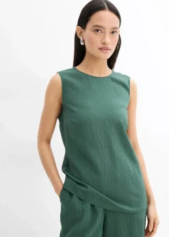 Outlet Blusentop aus Crinkle-Viskose-Mix Damen Shirts & Tops|Blusen & Tuniken