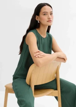 Outlet Blusentop aus Crinkle-Viskose-Mix Damen Shirts & Tops|Blusen & Tuniken