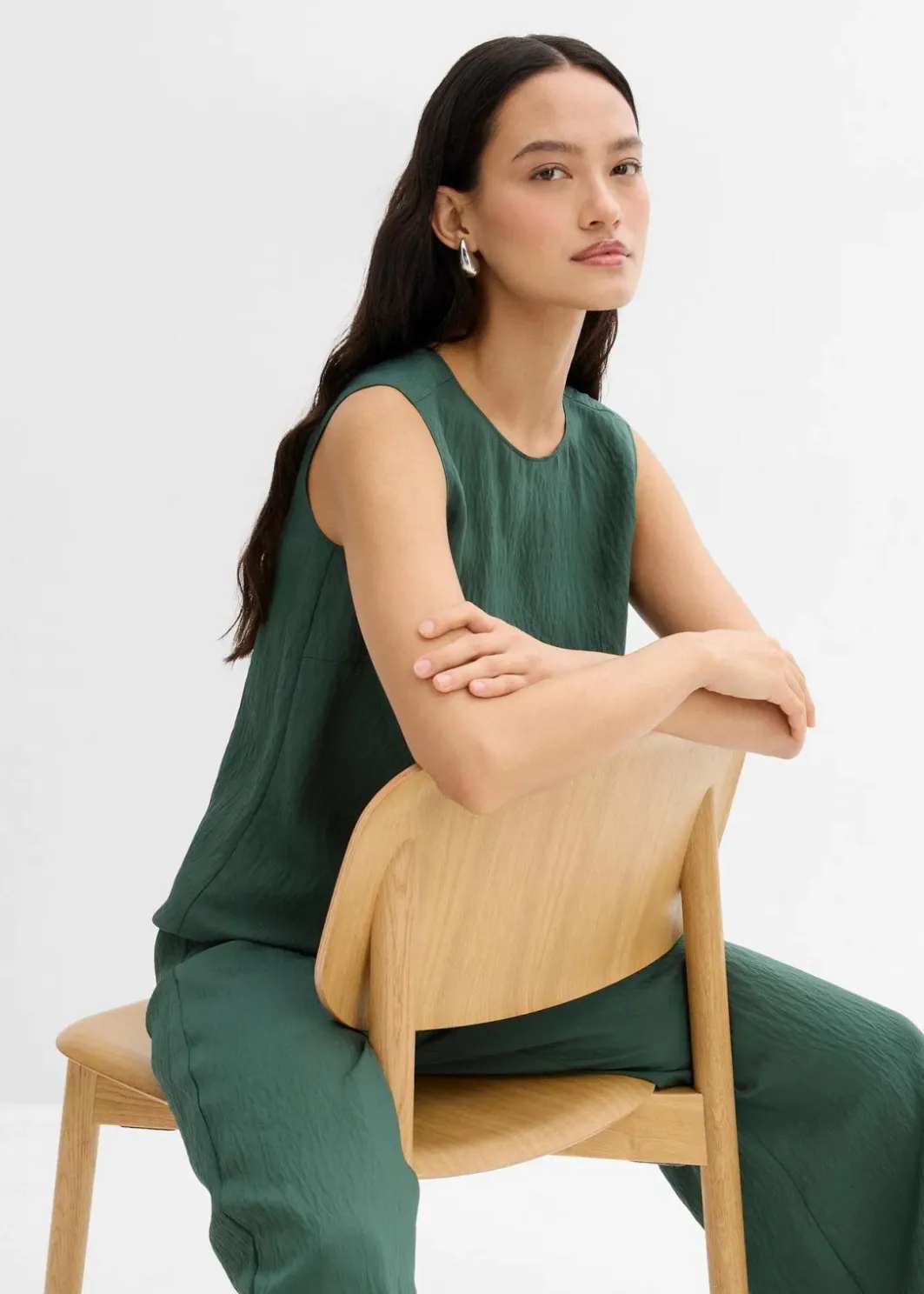 Outlet Blusentop aus Crinkle-Viskose-Mix Damen Shirts & Tops|Blusen & Tuniken