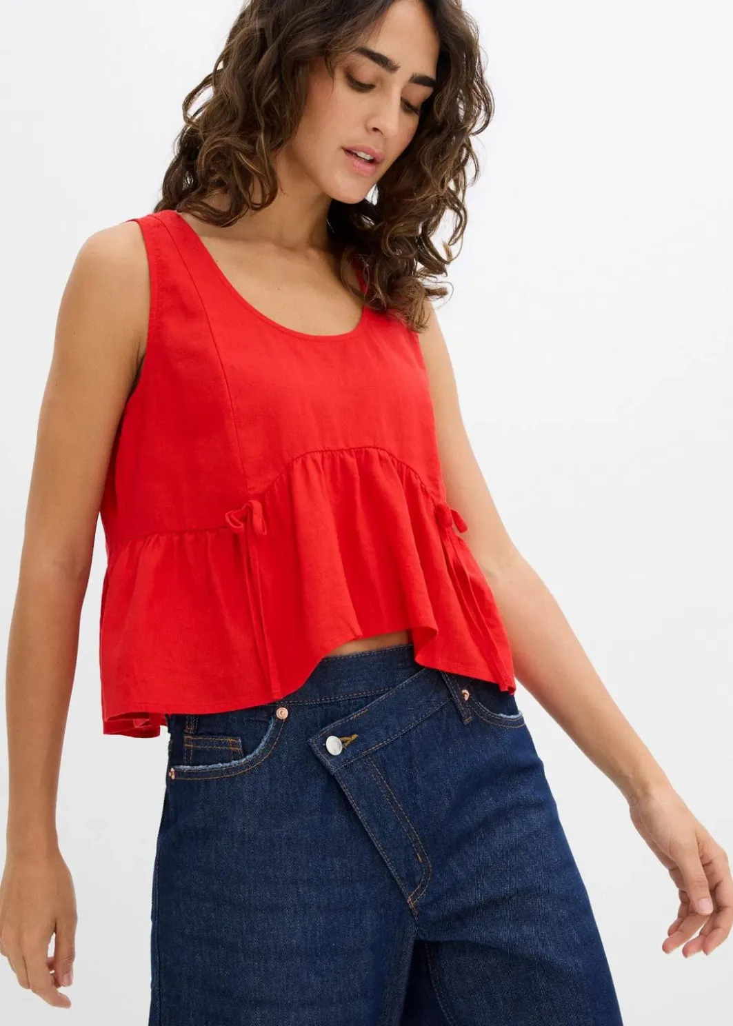 Hot Blusentop aus luftigem Leinen-Mix Damen Bekleidung·Jacken & Mäntel|Blusen & Tuniken