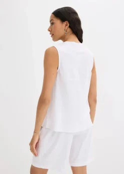 Damen bonprix Bekleidung·Jacken & Mäntel|Blusen & Tuniken|Blusentop aus luftigem Leinen-Mix