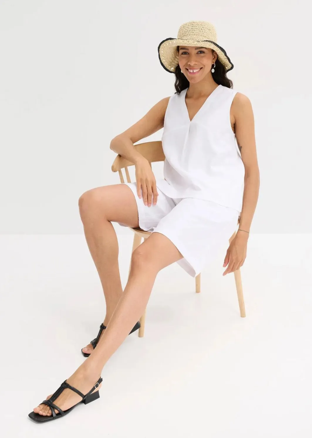 Damen bonprix Bekleidung·Jacken & Mäntel|Blusen & Tuniken|Blusentop aus luftigem Leinen-Mix
