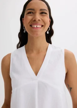 Damen bonprix Bekleidung·Jacken & Mäntel|Blusen & Tuniken|Blusentop aus luftigem Leinen-Mix