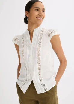 Damen bonprix Blusen & Tuniken|Shirts & Tops|Blusentop aus reiner Baumwolle