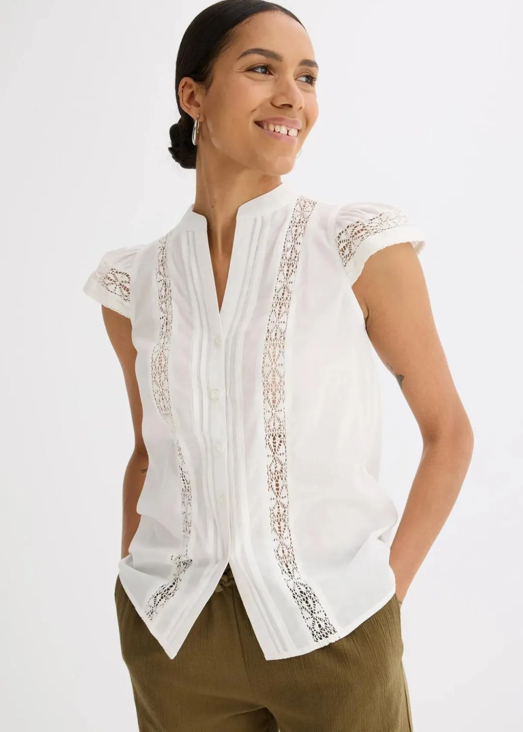 Damen bonprix Blusen & Tuniken|Shirts & Tops|Blusentop aus reiner Baumwolle