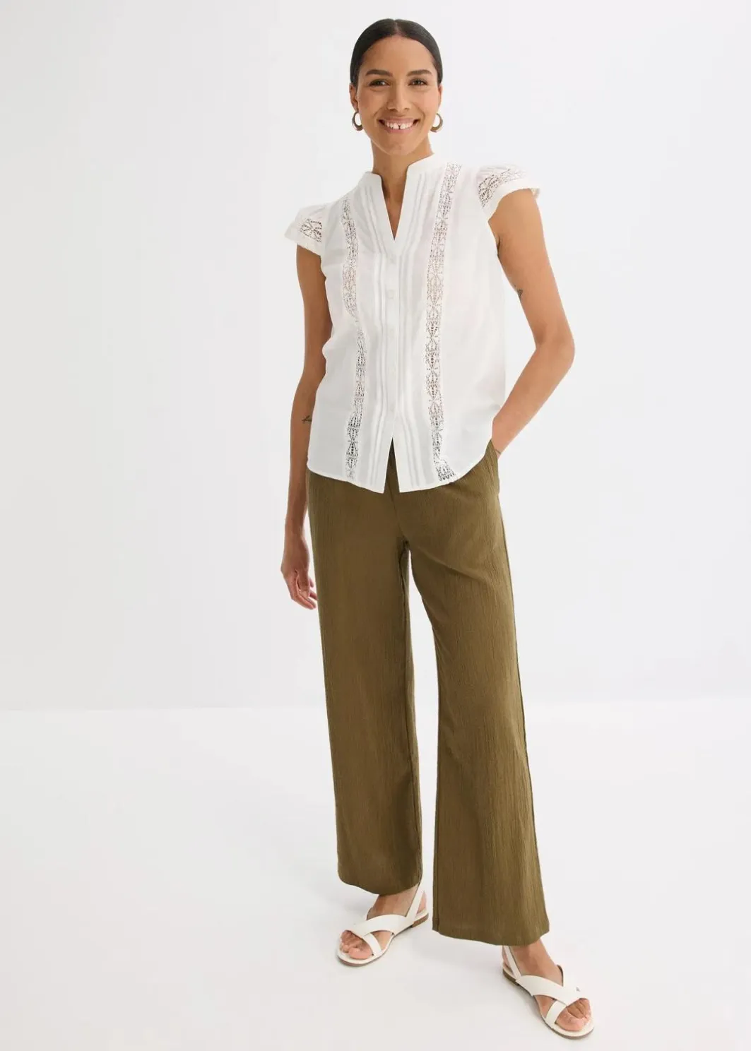 Damen bonprix Blusen & Tuniken|Shirts & Tops|Blusentop aus reiner Baumwolle