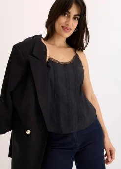 Best Blusentop mit Lochstickerei aus reiner Baumwolle Damen Shirts & Tops|Blusen & Tuniken