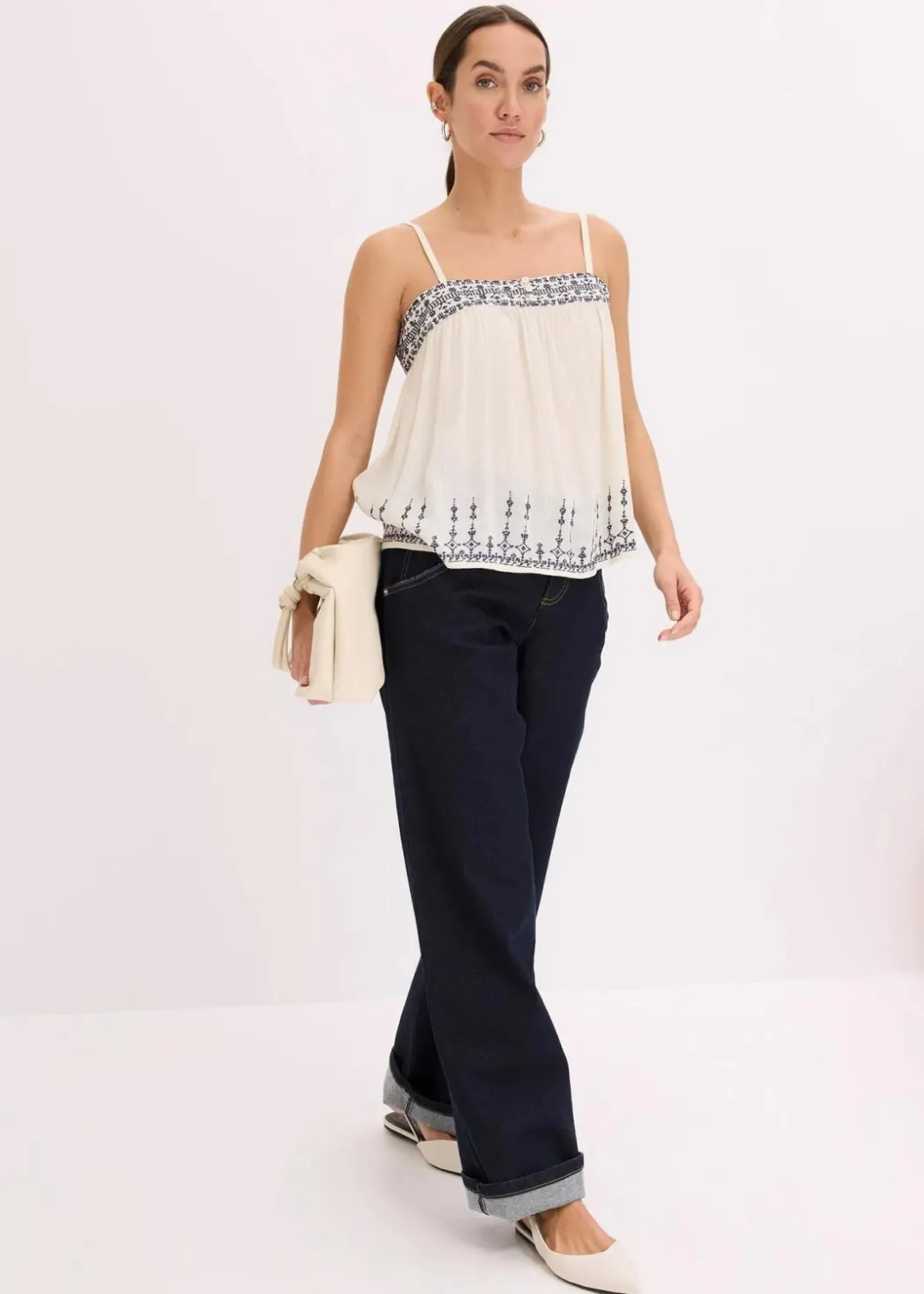 Outlet Blusentop mit Stickerei Damen Shirts & Tops