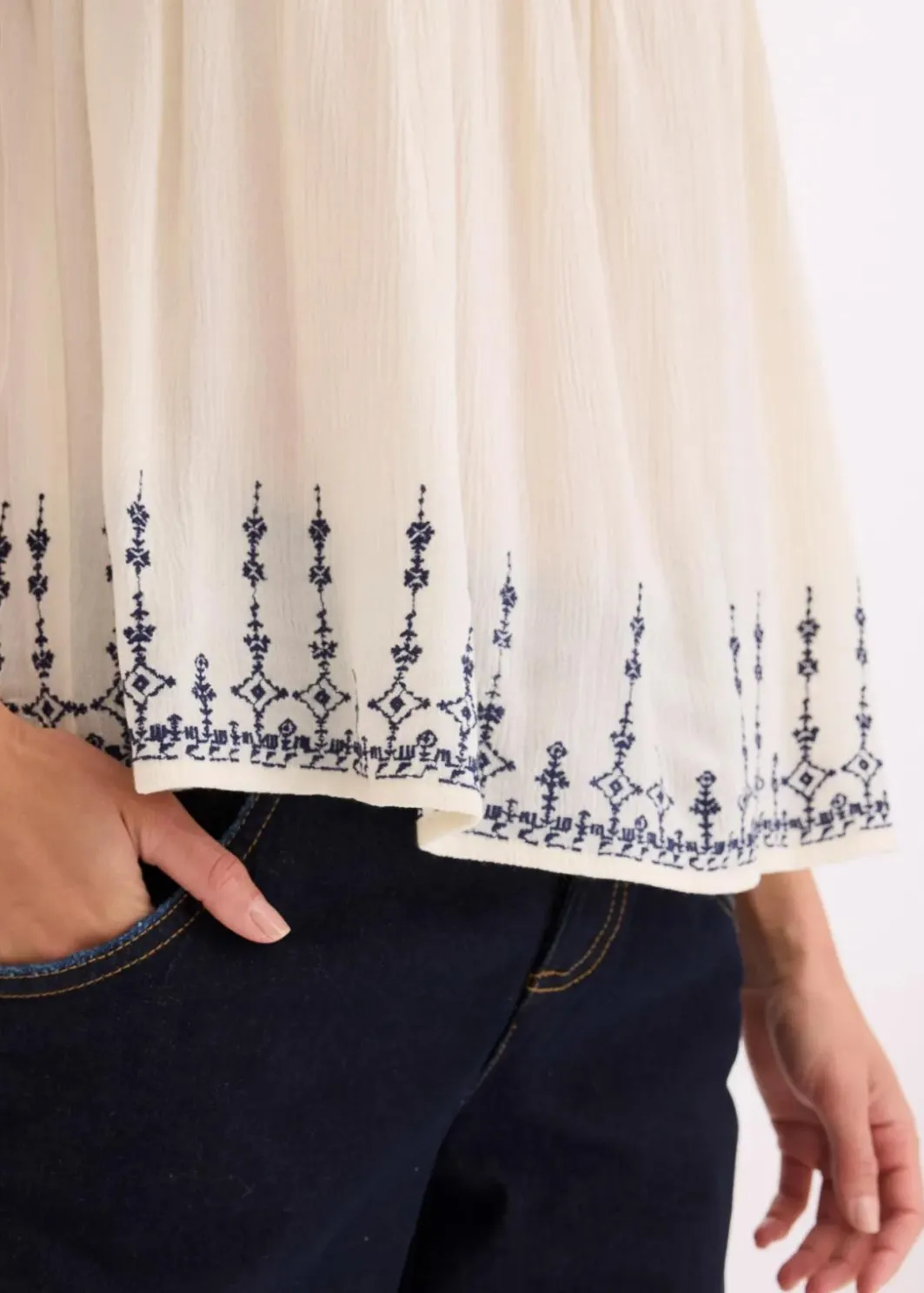 Outlet Blusentop mit Stickerei Damen Shirts & Tops