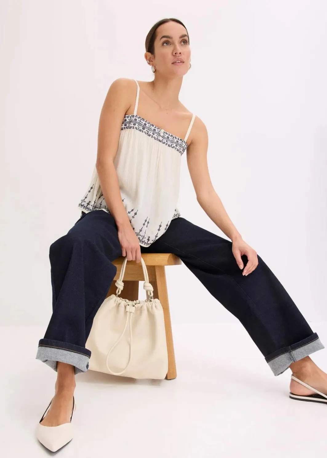 Outlet Blusentop mit Stickerei Damen Shirts & Tops
