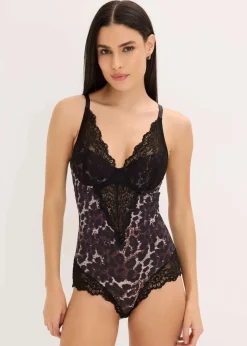 Damen bonprix Große Cups D-H|Nachhaltigere Materialien|Body mit integriertem Schalen-BH