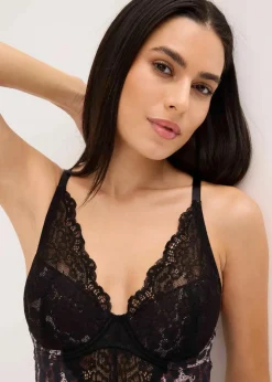 Damen bonprix Große Cups D-H|Nachhaltigere Materialien|Body mit integriertem Schalen-BH