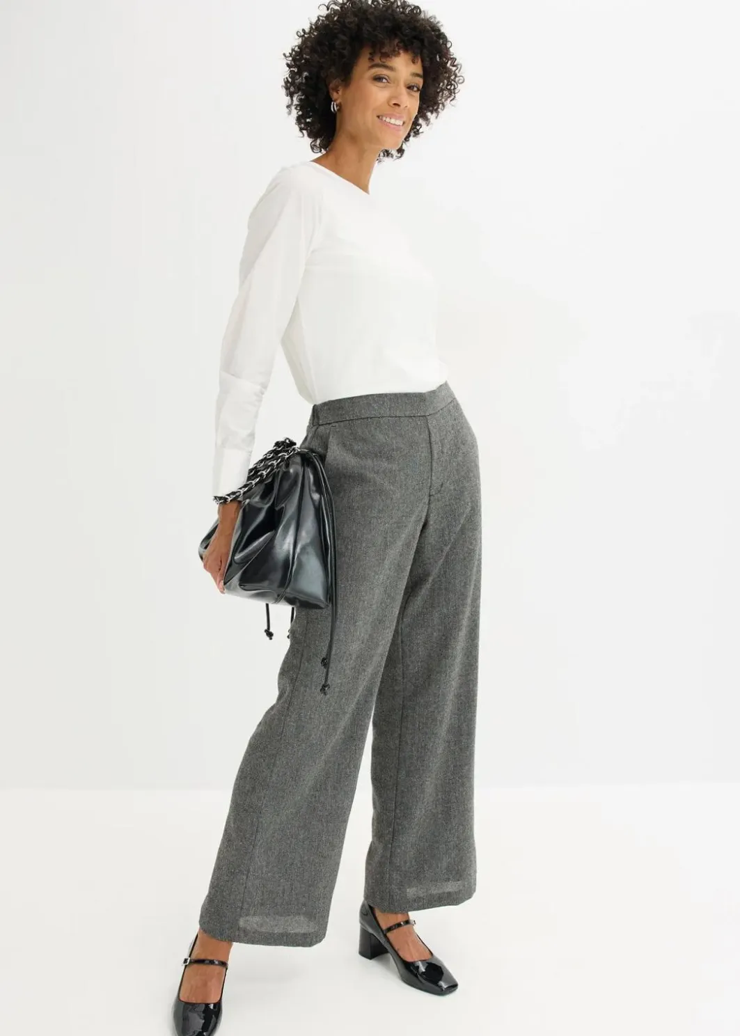Damen bonprix Bekleidung·Kleider|Hosen|Bootcut Hose in Tweedoptik