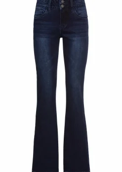 Damen bonprix Jeans|Kurzgrößen|Bootcut Jeans High Waist, Shaping-Ultra-Soft