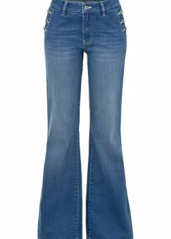 Discount Bootcut Jeans Mid Waist, Bio-Baumwolle Damen Jeans|Kurzgrößen
