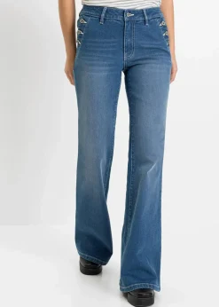Discount Bootcut Jeans Mid Waist, Bio-Baumwolle Damen Jeans|Kurzgrößen