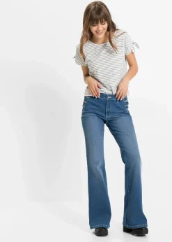 Discount Bootcut Jeans Mid Waist, Bio-Baumwolle Damen Jeans|Kurzgrößen