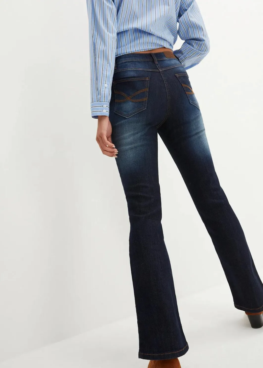 Damen bonprix Jeans|Kurzgrößen|Bootcut Jeans Mid Waist, Stretch