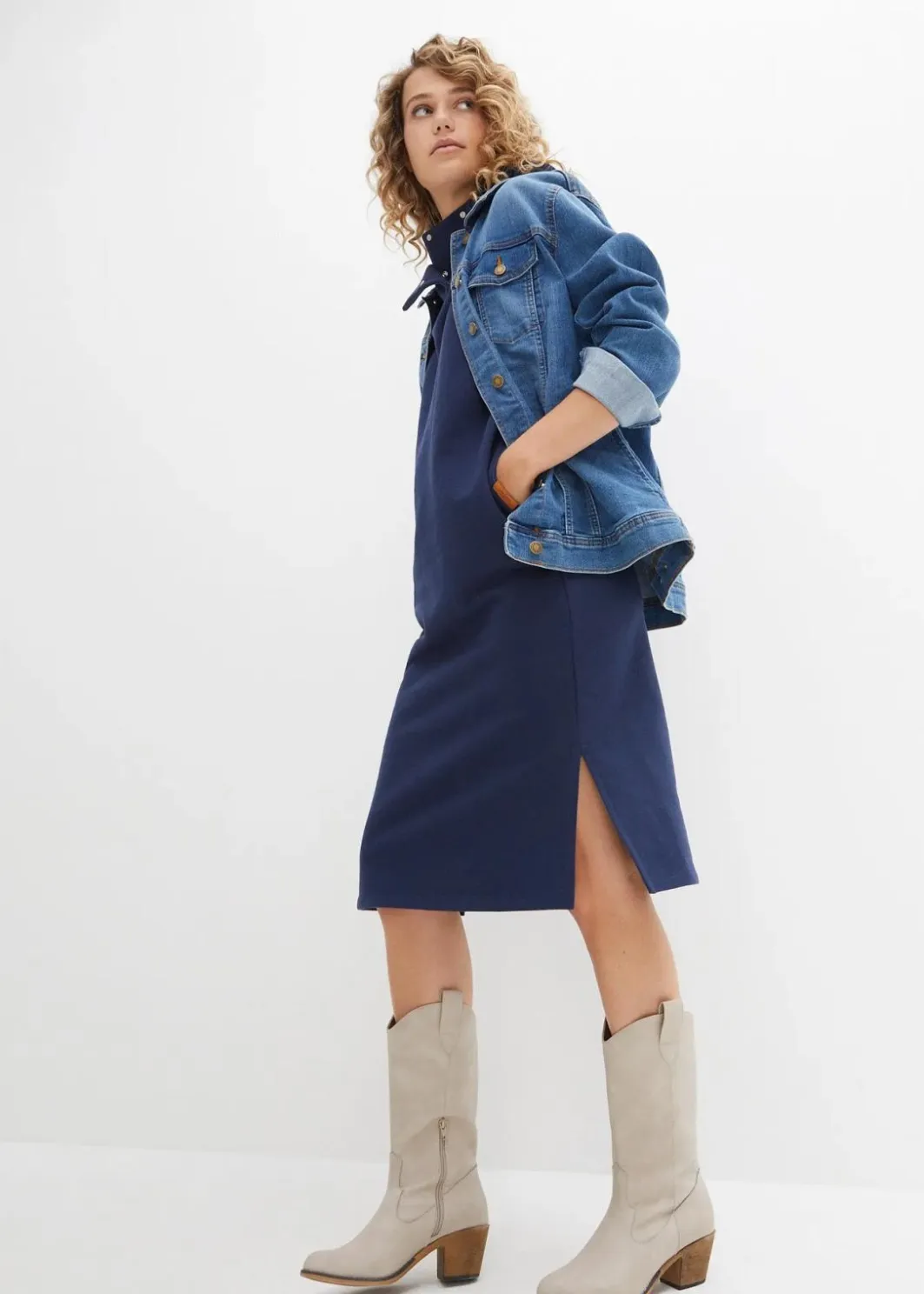 Damen bonprix Jeans|Kurzgrößen|Bootcut Jeans Mid Waist, Stretch
