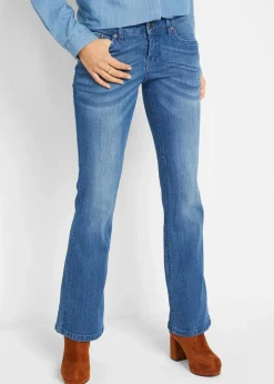 Damen bonprix Jeans|Kurzgrößen|Bootcut Jeans Mid Waist, Stretch
