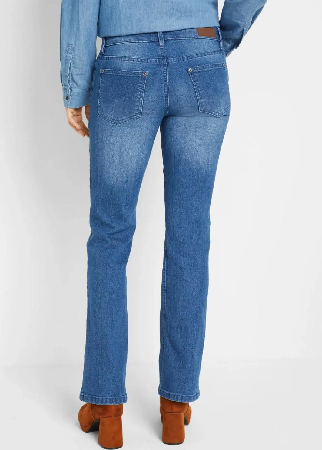 Damen bonprix Jeans|Kurzgrößen|Bootcut Jeans Mid Waist, Stretch
