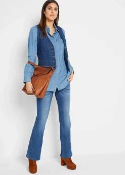 Damen bonprix Jeans|Kurzgrößen|Bootcut Jeans Mid Waist, Stretch
