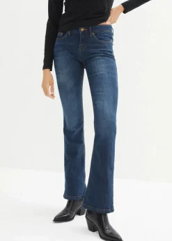 Damen bonprix Kurzgrößen|Bekleidung·Shirts & Tops|Bootcut Jeans Mid Waist, Stretch