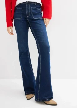 Damen bonprix Kurzgrößen|Bekleidung·Shirts & Tops|Bootcut-Jeans High Waist, Stretch Full Length