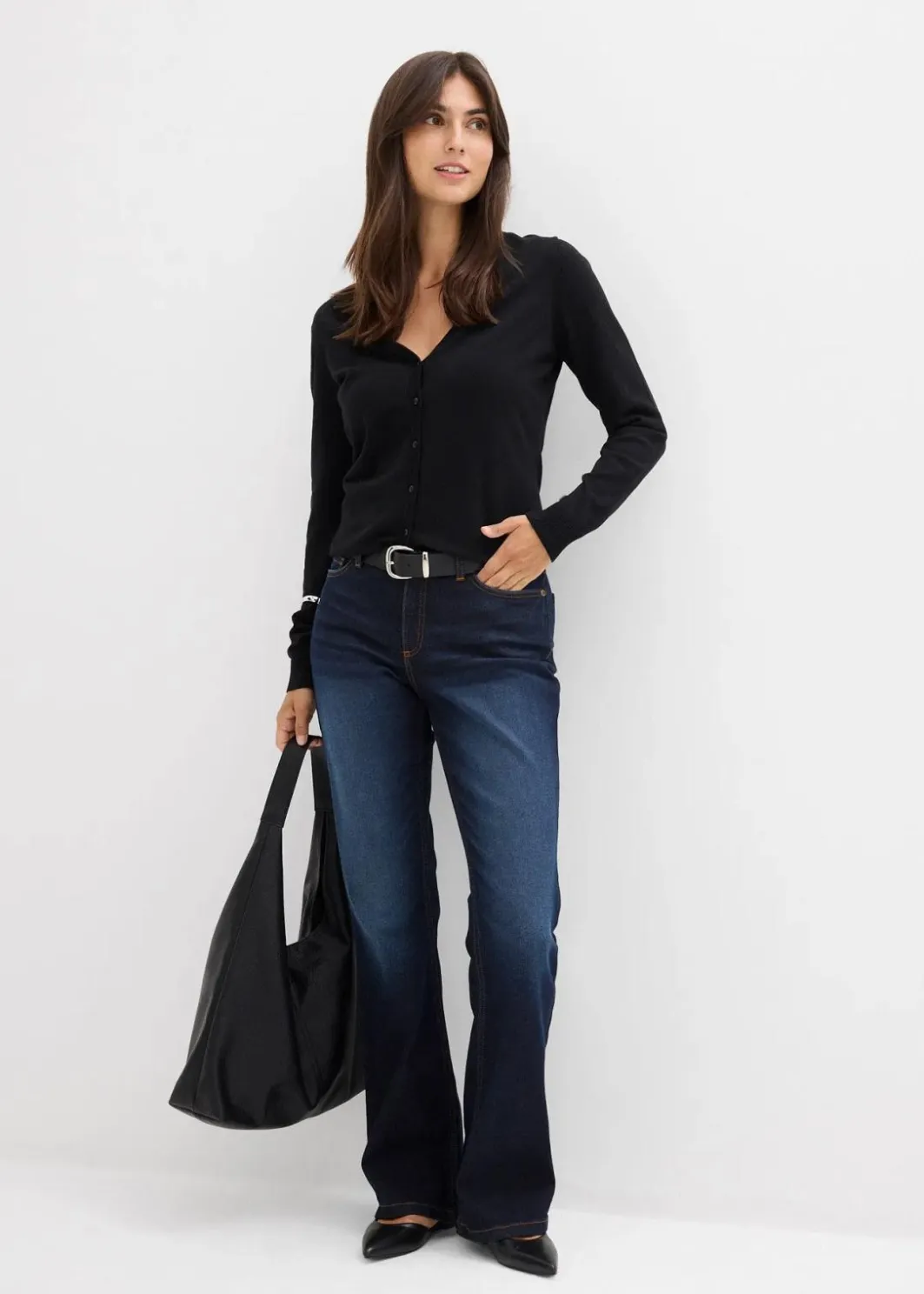 Damen bonprix Jeans|Bekleidung·Shirts & Tops|Bootcut-Jeans Mid Waist