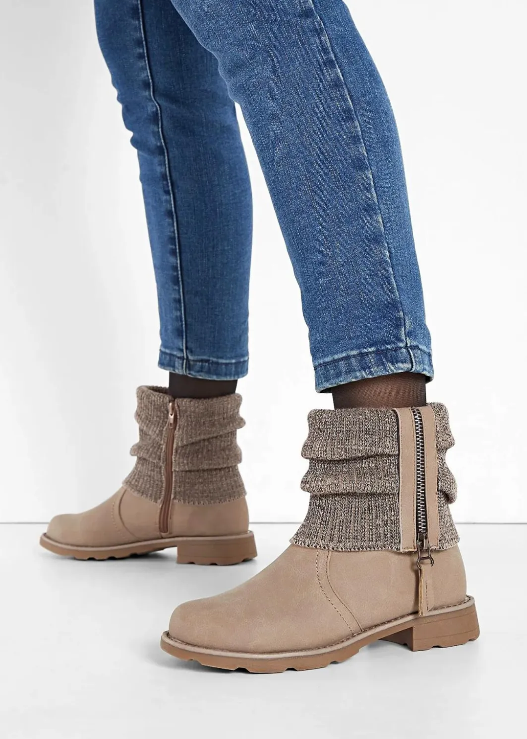 Hot Boots mit Strickeinsatz Damen Schuhe & Accessoires In Spezialgrößen·Schuhe In Übergröße|Boots