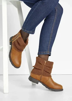 Damen bonprix Schuhe & Accessoires In Spezialgrößen·Schuhe In Übergröße|Boots|Boots mit Strickeinsatz