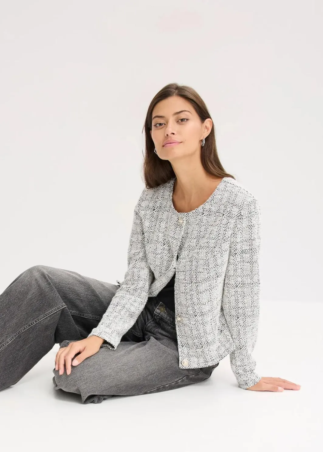 Damen bonprix Bekleidung·Umstandsmode|Bekleidung·Jeans|Bouclé Cardigan aus Baumwolle