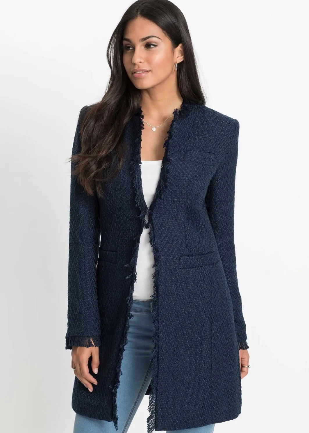 New Bouclé Longblazer Damen Blazer