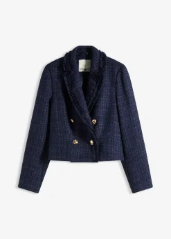 Damen bonprix Bekleidung·Basics|Nachhaltigere Materialien|Bouclé-Blazer mit dekorativen Knöpfen