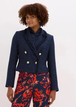Damen bonprix Bekleidung·Basics|Nachhaltigere Materialien|Bouclé-Blazer mit dekorativen Knöpfen