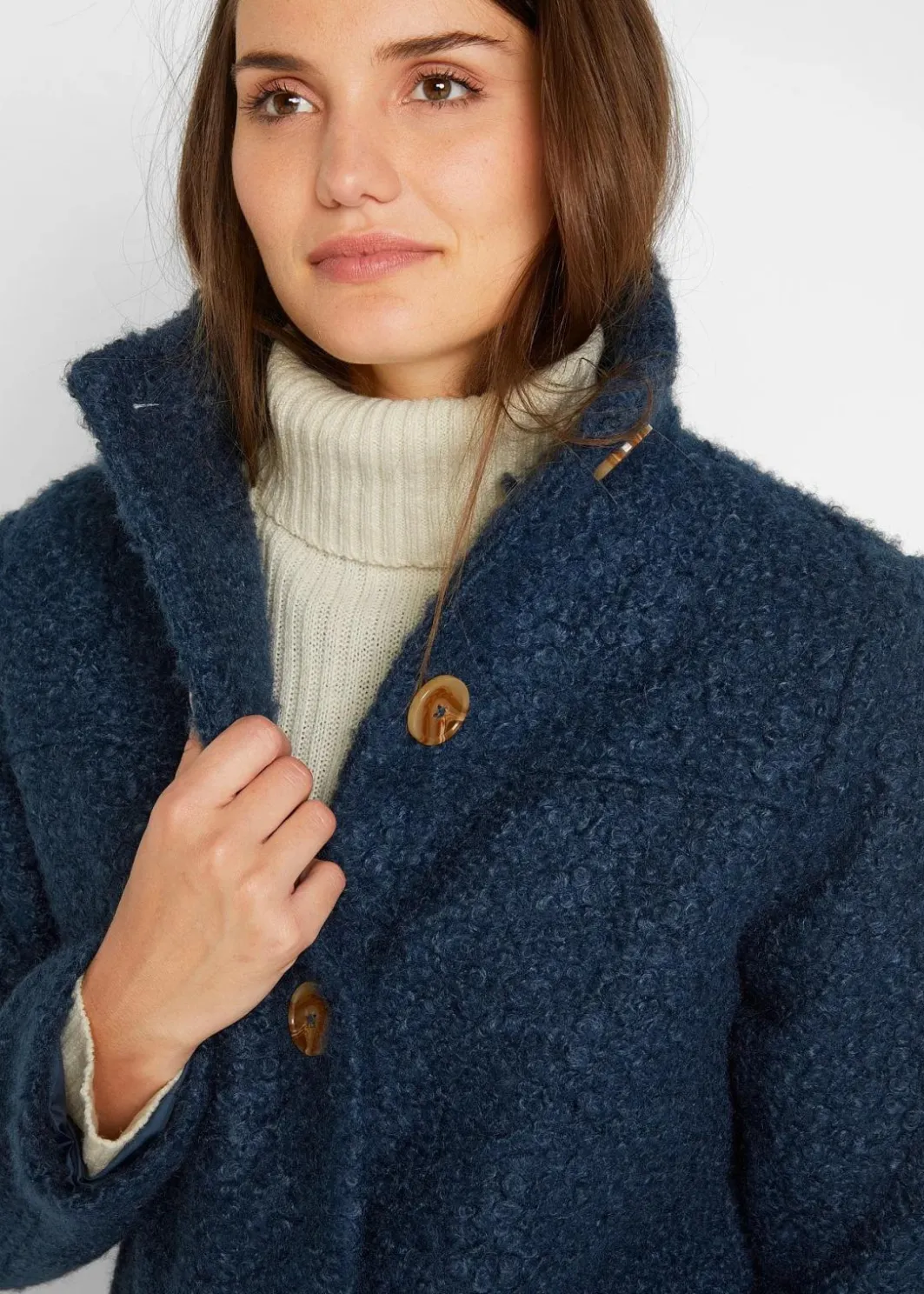 Bouclé-Mantel mit Taschen Damen Nachhaltigere Materialien|Jacken & Mäntel