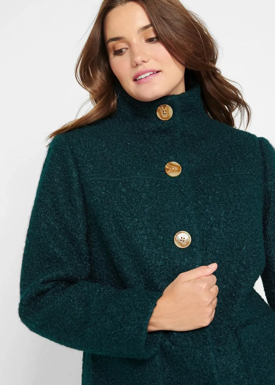 Damen bonprix Bekleidung·Hosen|Nachhaltigere Materialien|Bouclé-Mantel mit Taschen