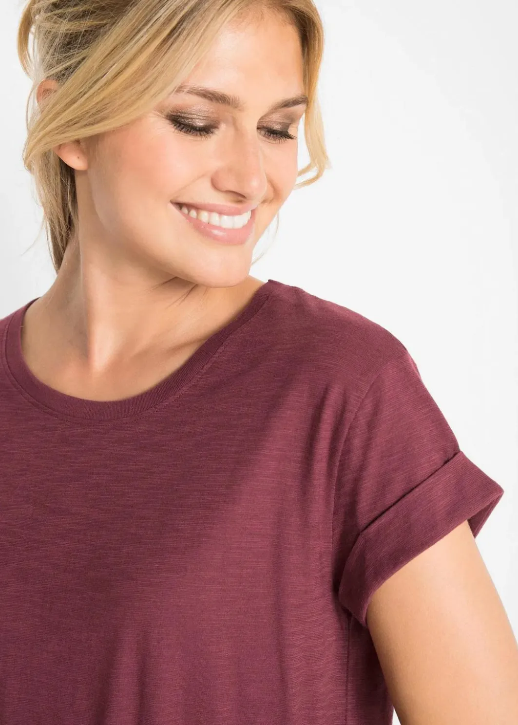 Damen bonprix Shirts & Tops|Basics|Boxy-Longshirt mit kurzen Ärmeln