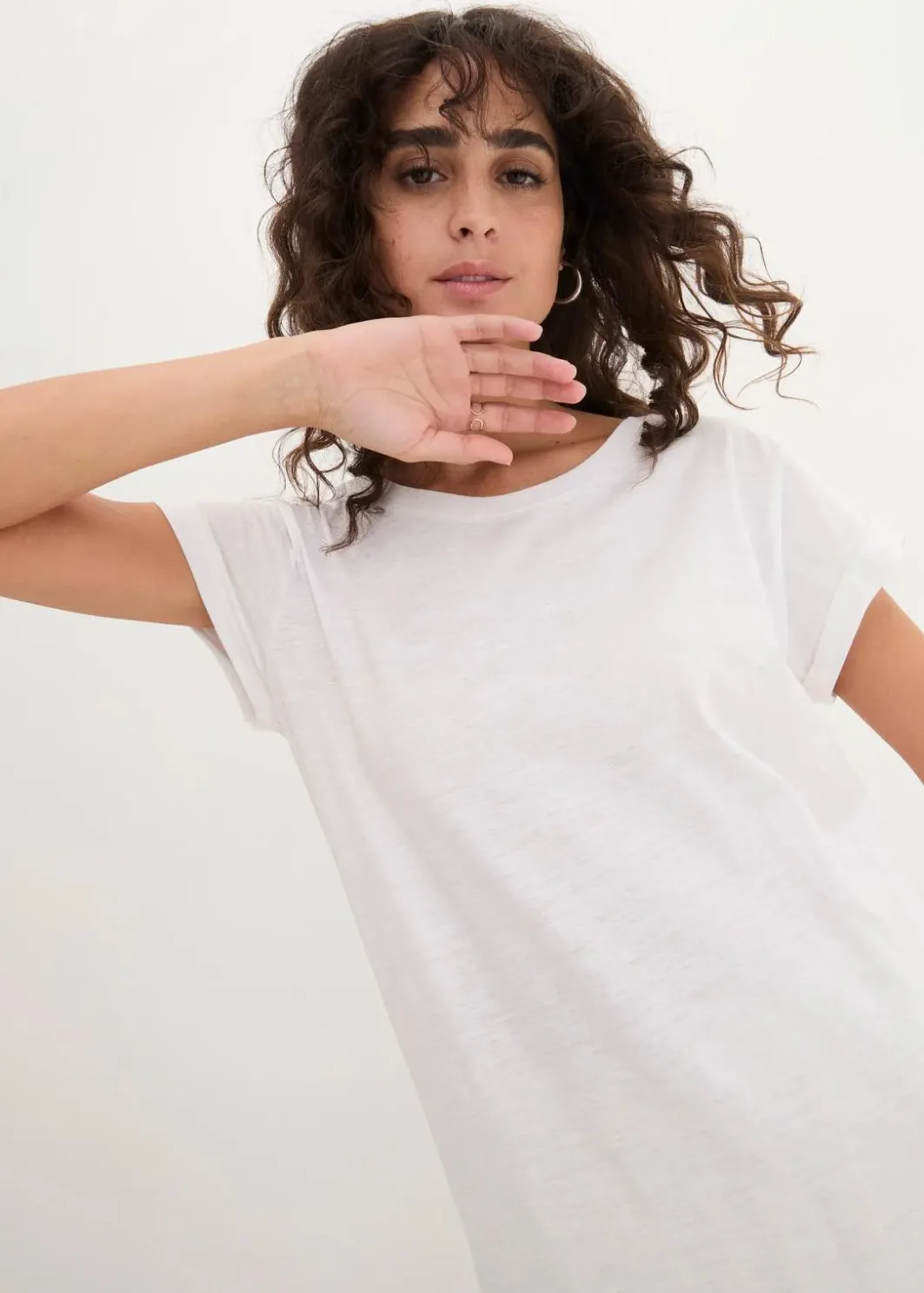 Damen bonprix Shirts & Tops|Basics|Boxy-Longshirt mit kurzen Ärmeln