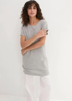Damen bonprix Shirts & Tops|Basics|Boxy-Longshirt mit kurzen Ärmeln