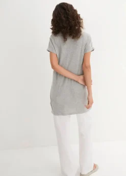 Damen bonprix Shirts & Tops|Basics|Boxy-Longshirt mit kurzen Ärmeln